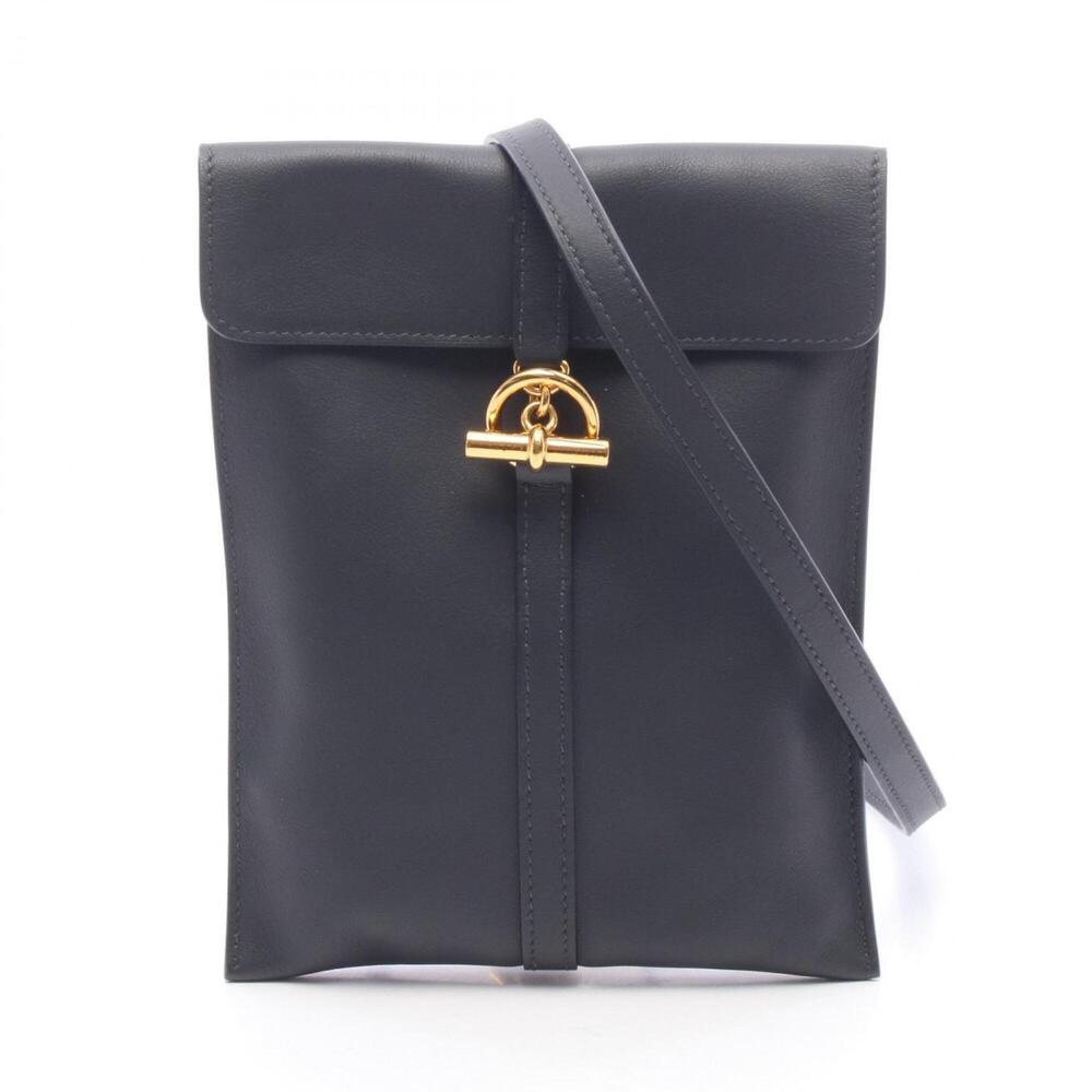 Hermes Glenan To Go Shoulder Bag/Handbag, Leather, Veau Swift, Women's, Gray